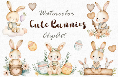 Bunny Rabbit Clipart Cuttable SVG files