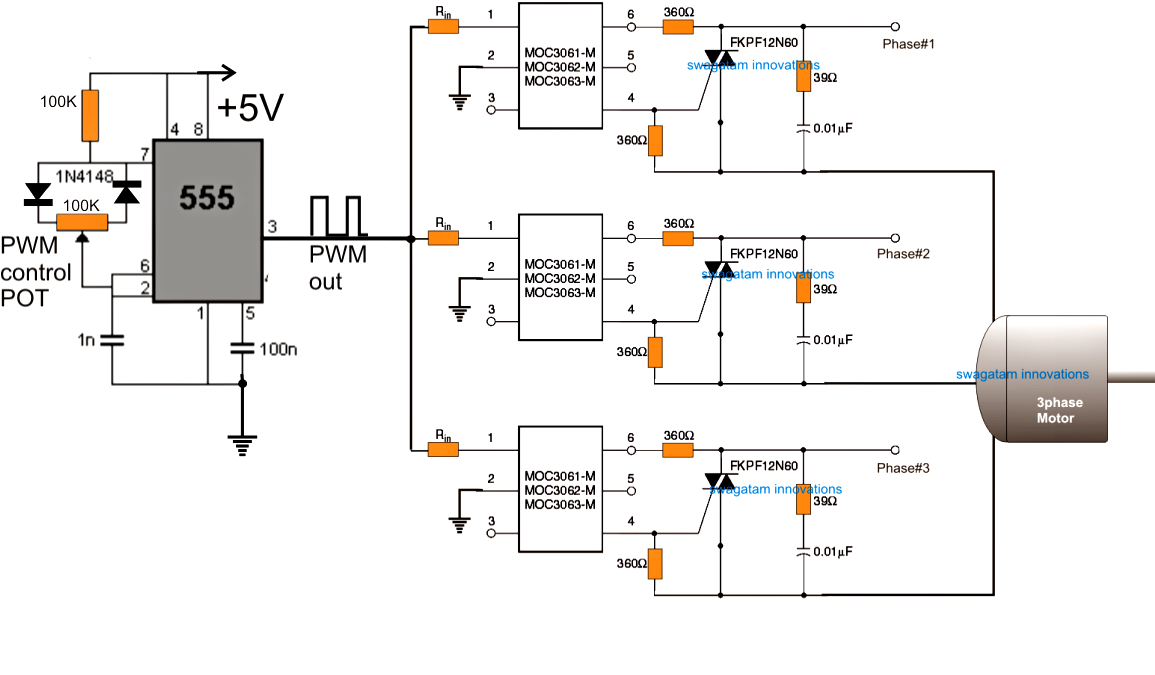 3 Phase Induction Motor Speed Controller Circuit  