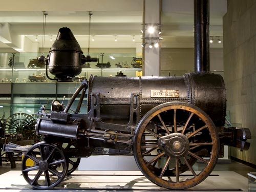 The original of the locomotive "Rocket" in the London Museum of Science