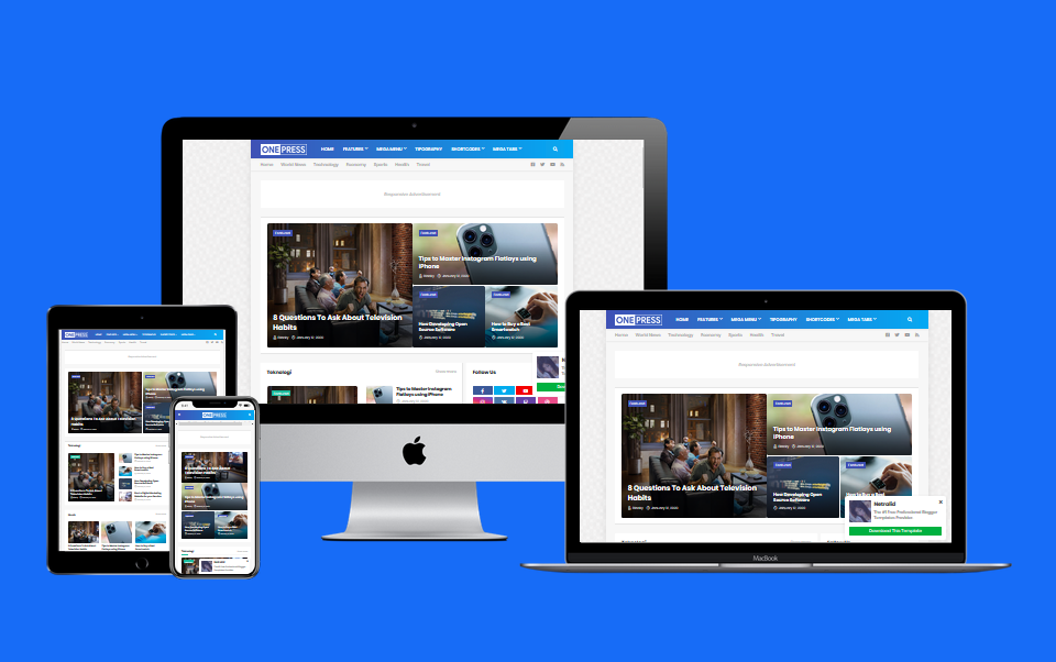 OnePress Pro - Responsive Magazine Blogger Template
