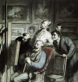 Visitantes en el taller de un pintor de Honoré Daumier