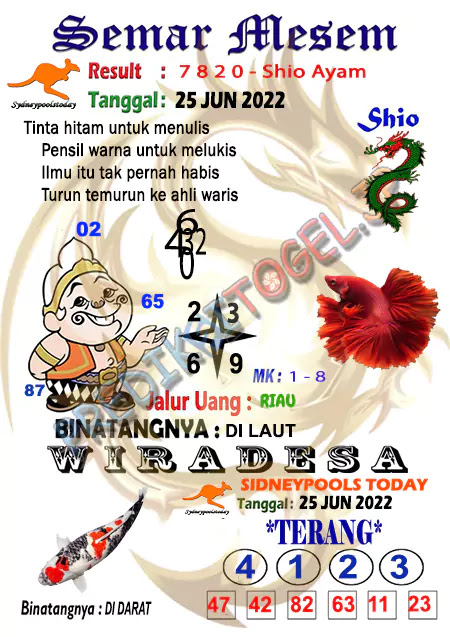 Prediksi Semar Mesem SDY Hari Ini JP 25 Juni 2022