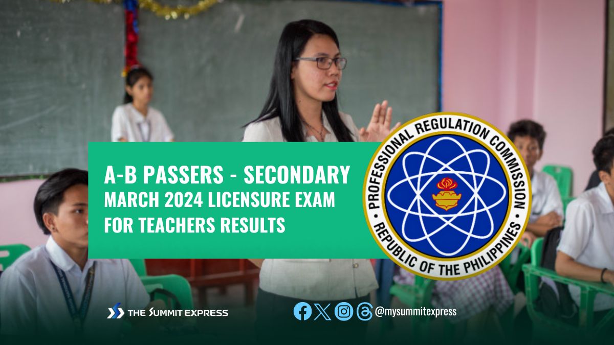 A-B Passers Secondary: LET Result March 2024