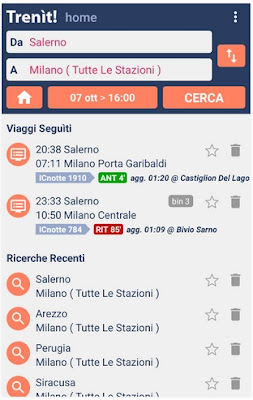 QUALE APPLICAZIONE PER SMARTPHONE POSSO USARE PER VEDERE GLI ORARI DEI TRENI IN PARTENZA ?