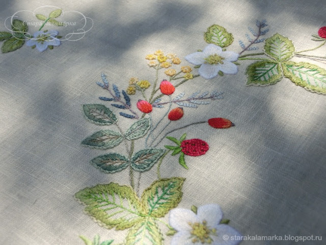 Sadako Totsuka, садако тоцука, тотцука, японская вышивка, лаконичная вышивка, Herb embroidery on linen