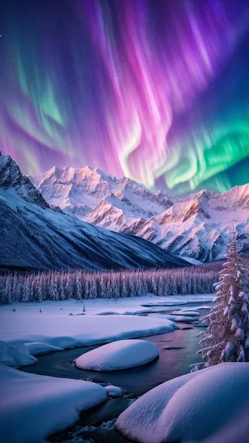 Fundo de Tela: Paisagem Aurora Boreal, Canada, Islandia, Noruega, Finlandia, Polo Norte é uma imagem em alta resolução full hd