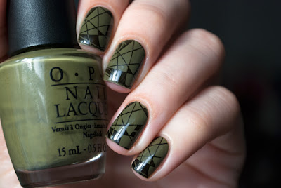 Stamping nail art with OPI Uh-oh Roll Down the Window