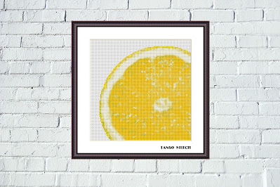 Lemon slice cross stitch embroidery pattern - Tango Stitch