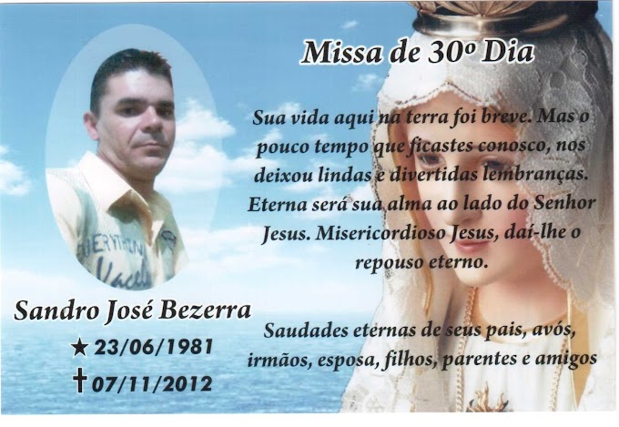 Missa de 30° dia, convite