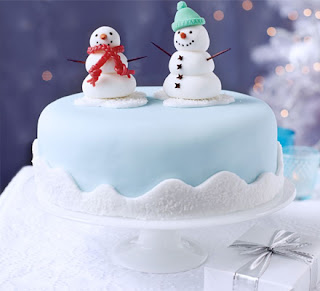 Snowy Cake with simple Snowman on the top, images, pictures, greetings, wishes, wallpapers, happy Christmas animation