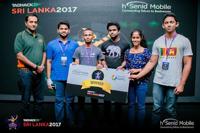 Wolves team members (Ravindu Perera, Pasindu Wijesena, Thilara Ekanayake, Hirantha Rathnayake, Sasindu Jayashma) as winners of TADHack 2017