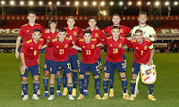 SELECCIÓN DE ESPAÑA SUB 21. Temporada 2020-21. Jorge Cuenca, Bryan Gil, Dani Gómez, Zubimendi, Manu Hernando, Álvaro Fernández. Fran Beltrán, Pedri, Brahim. Adriá Pedrosa y Pozo. SELECCIÓN DE ESPAÑA SUB 21 2 SELECCIÓN DE ISLAS FEROE SUB 21 0. 12/11/2020. Campeonato de Europa de Selecciones sub 21, fase de clasificación. Marbella, Málaga, Estadio Municipal Antonio Lorenzo Cuevas.