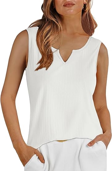 Womens  Summer Sleeveless V Neck Ribbed Tank Tops 60% OFF (40%Code+20%Coupon)‼️🔥🔥🔥🏃 Code: K9JNZYGA Only: $8.79-$9.99🔥 