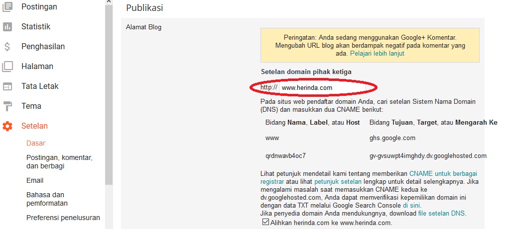 cara mudah mengganti domain blogspot (custom domain)