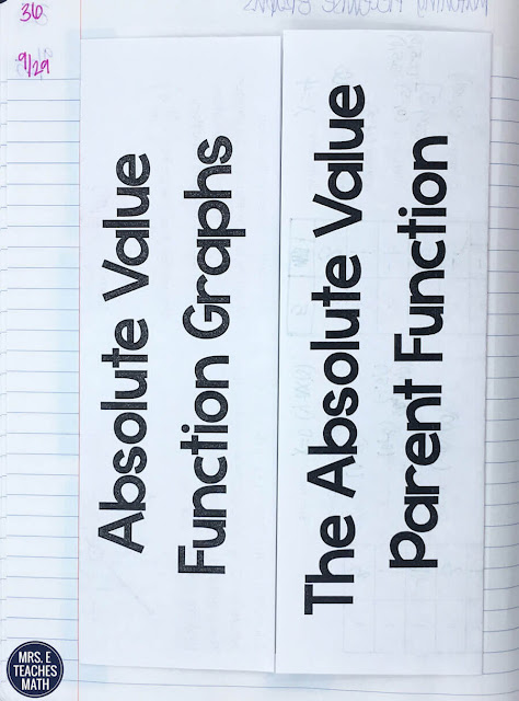 Absolute value functions and transformations are such an important concept for algebra students.  These foldables and notes for interactive notebooks will help students keep their lessons organized. Some of the activities could be used as homework too.