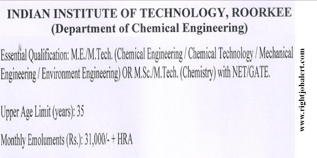Mechanical,Chemical and Environment Engineering Jobs in IIT Roorkee
