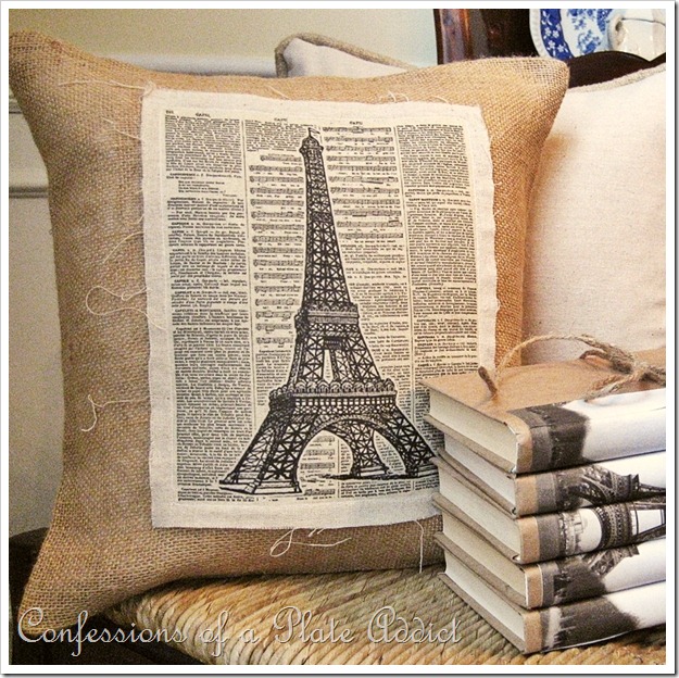 CONFESSIONS OF A PLATE ADDICT Vintage Eiffel Tower Pillow CONFESSIONS OF A PLATE ADDICT Vintage Eiffel Tower Pillow