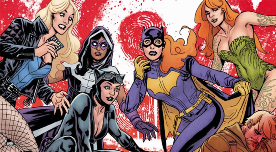 Black Canary, Huntress, Catwoman, Batgirl, and Poison Ivy are all shocked.