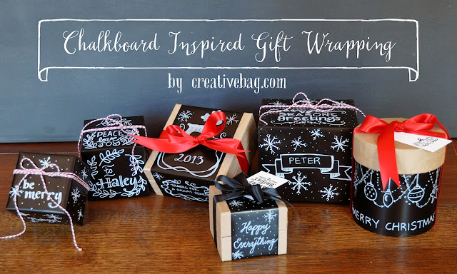 chalkboard inspired gift wrapping tutorial at creativebag.com