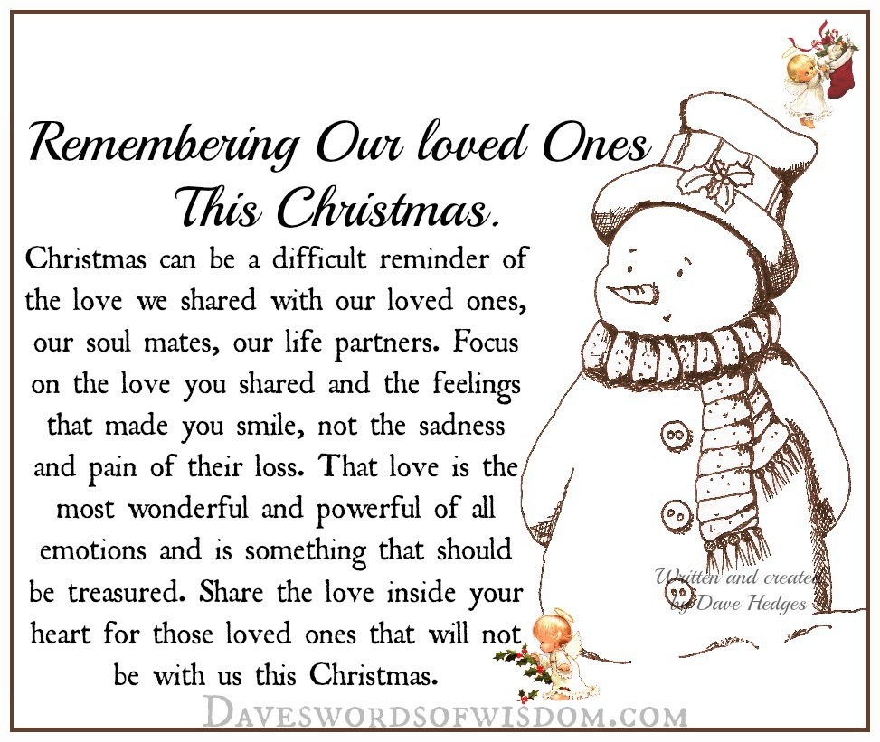 Daveswordsofwisdom.com: Remembering Loved Ones This Christmas.