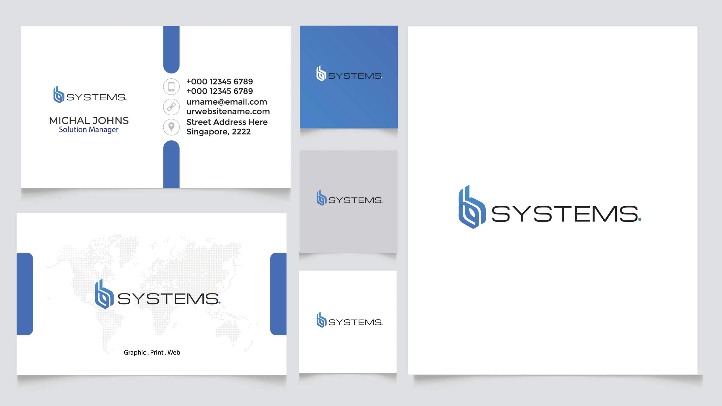 Flat minimalist B2B Systems logo Design