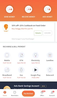 Freecharge home page features image