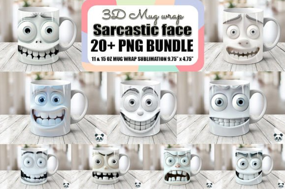 Sarcastic Face 3D Mug Wrap Bundle