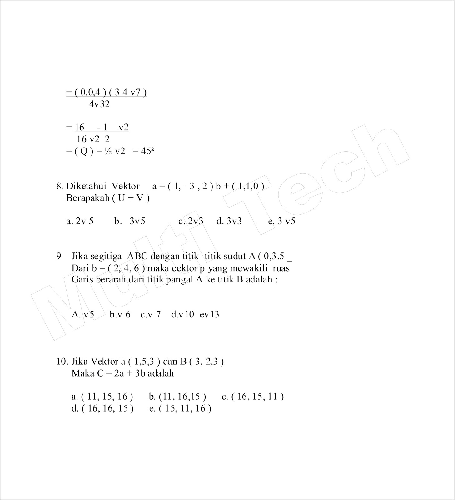 Contoh Soal amp Pembahasan Bilangan Matrix dan Vektor