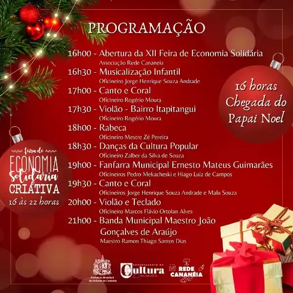 Cananeia realiza tradicional evento natalino com diversas atrações