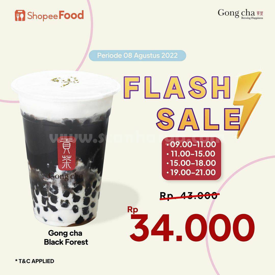 GONG CHA Promo SHOPEEFOOD FLASH SALE – Special Menu only 34K