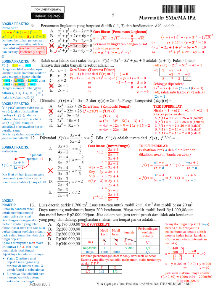 Soal matematika dan penyelesaiannya