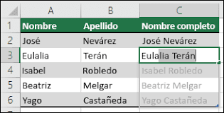 Relleno rápido Excel