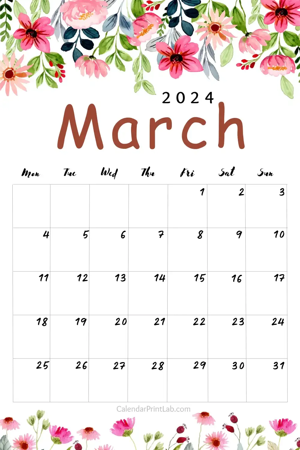 Download Flower Calendar March 2024