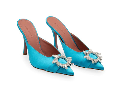 Amina Muaddi Begum Mule in Blue