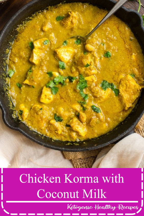Chicken Korma with coconut milk and cashews - a rich and creamy curry that's mildly spiced and easy to make! Serve over cauliflower rice for a hearty and healthy low carb meal! | #GlutenFree + #Paleo + #Whole30 #ChickenKorma #curry