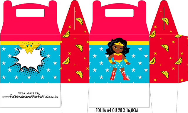 Cumpleaños de la Mujer Maravilla Afro: Cajas para Imprimir Gratis.