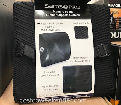 Costco 1173978 - Samsonite Memory Foam Lumbar Support Cushion: great for your back, posture, and comfort