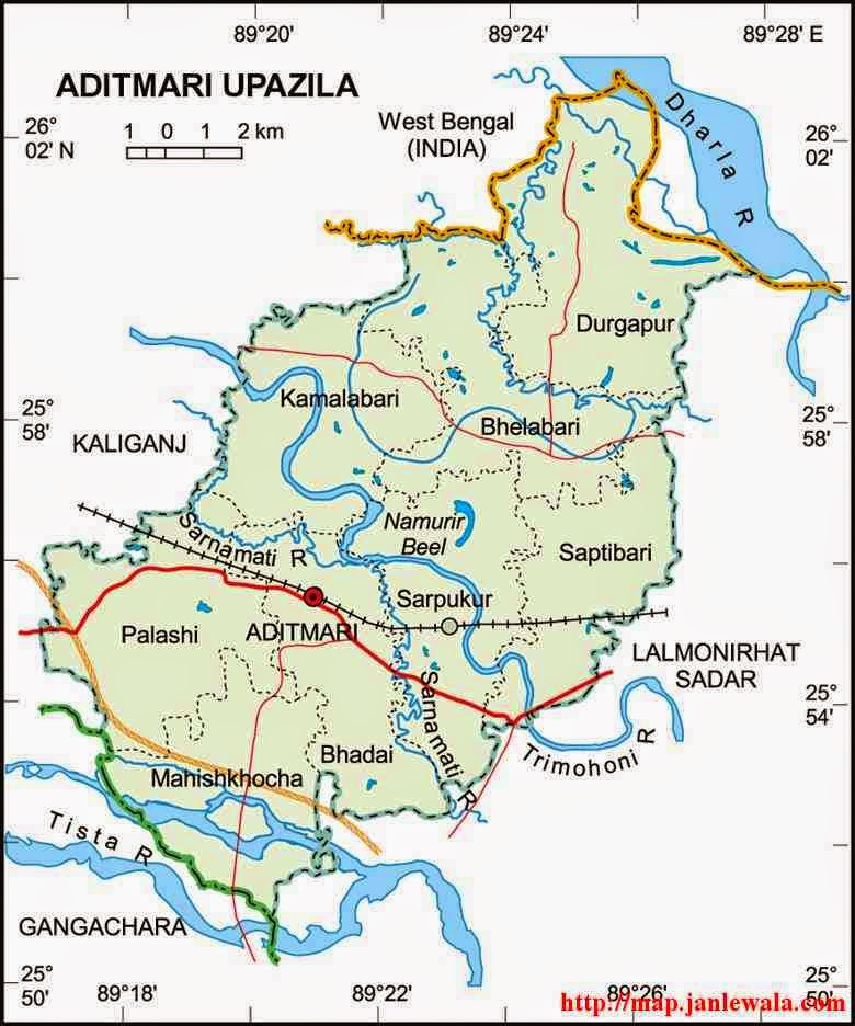 aditmari upazila map of bangladesh