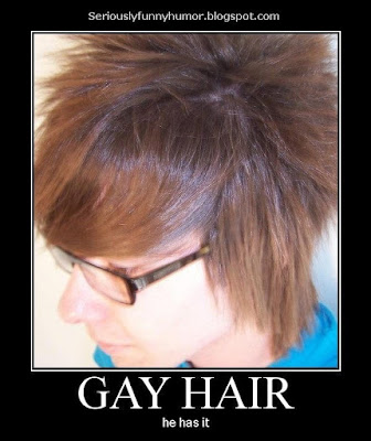 Gay hair - he has it! Funny meme