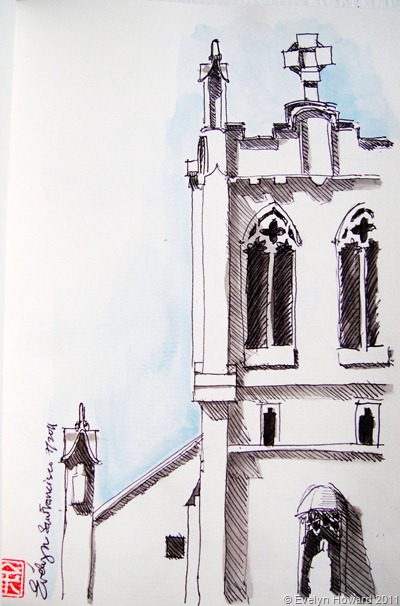 Church drawing © Evelyn Howard 2011