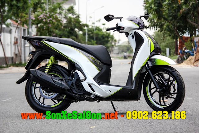 Mẫu sơn tem đấu Honda SHVN màu vàng trắng đen