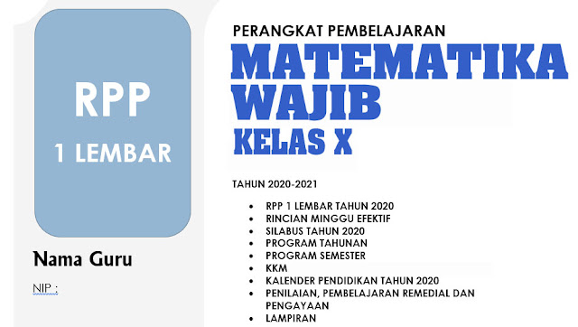 Rpp 1 Lembar Lengkap Mata Pelajaran Matematika Wajib Kelas X K13 Revisi Rpp 1 Lembar