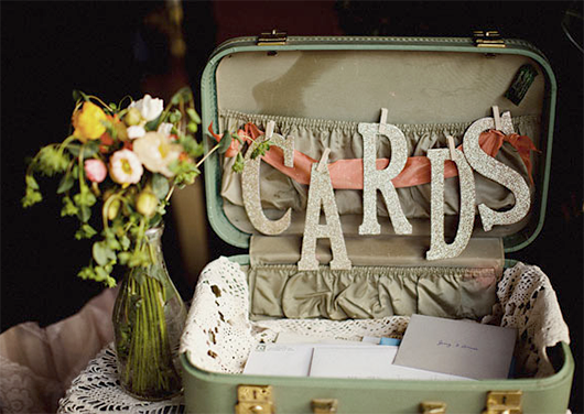 A vintage suitcase as a wedding card holder Yes please