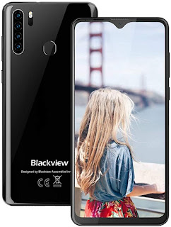 Blackview A80 Pro-6.49 inches Smartphone, 4GB RAM+64G ROM Unlocked Cell Phone with Quad Camera 13MP, 4680mAh Battery, 4G Global Version Dual SIM Phone, Fingerprint, Face ID - Black