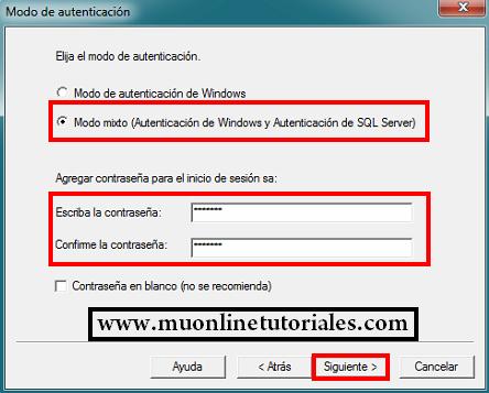 Ingresando un password seguro para el sql