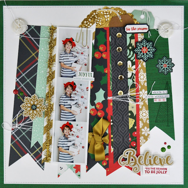 "Believe" Christmas Scrapbooking layout by Jen Gallacher for Scrapbook & Cards Today Magazine. #scrapbooking #christmas #jengallacher #sctmagazine