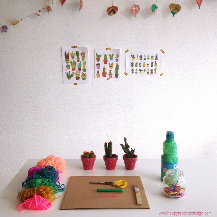 costura con niños: cactus