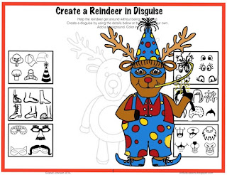 Art activity worksheet for creating a funny reindeer