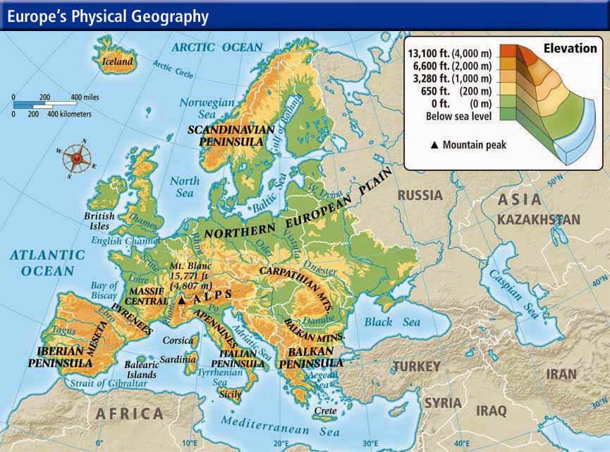 Physical Map Of Europe