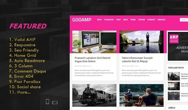 Gooamp Valid AMP Responsive Blogger Template